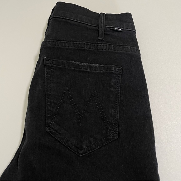 Mother The Hustler Ankle Fray Jean High Waist Flare Raw Hem Not Guilty Black 27 - Picture 12 of 16